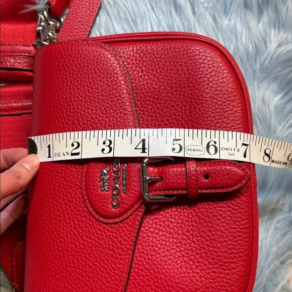 Coach Amelia Pebble Leather Saddle Bag Red - Picture 11 of 11